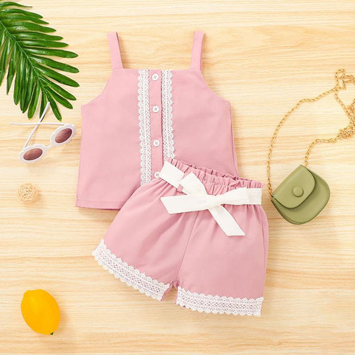 Summer Sweet Baby Suspender Shorts Suit