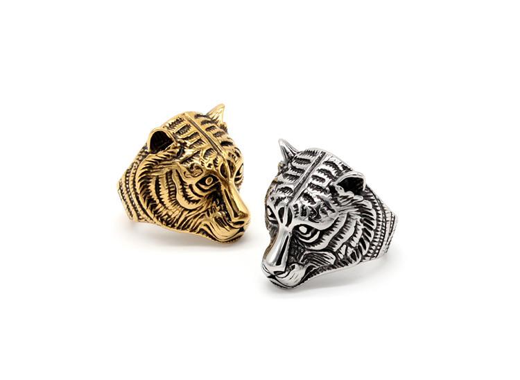 Personalized Tiger Head Men's Titanium Steel Ring Animal Ring