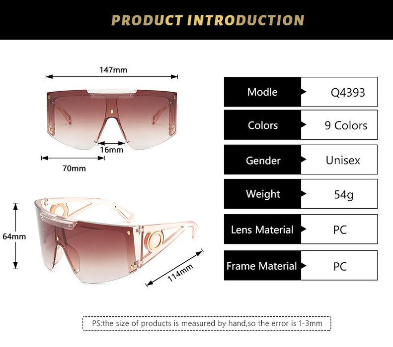 One piece half frame sunglasses