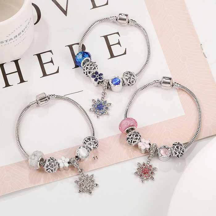 Snowflake pendant glass DIY diamond dripping Bracelet