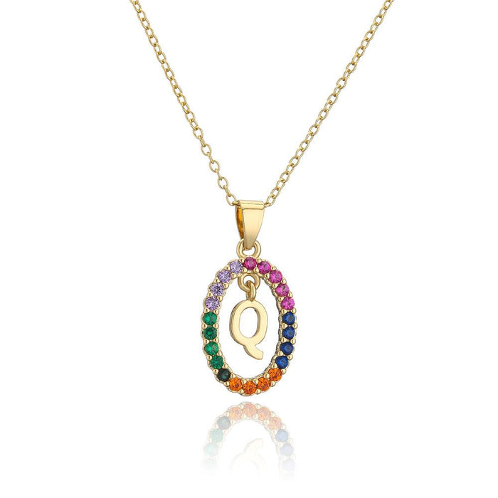 Ins Small Fresh 26 English Letter Zircon Pendant Necklace