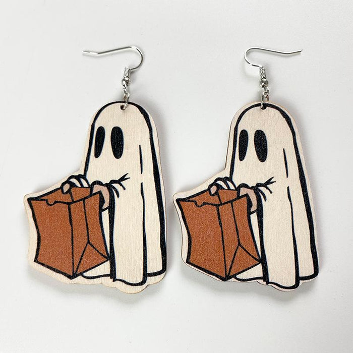 New Creative Cartoon Personality Ladies Wooden Earrings