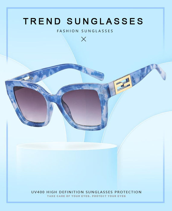 Metal square personalized stripe Sunglasses
