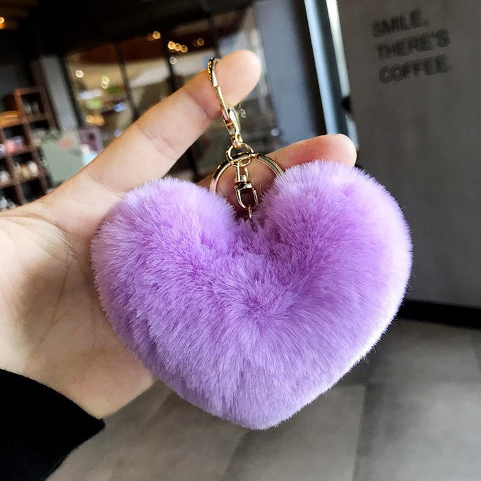 Love Wool Ball Metal Key Chain Car Pendant Women's Bag Pendant