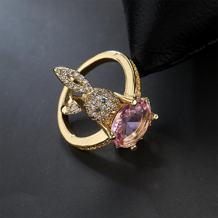 Pop Cute Little Rabbit Gold Open Ring