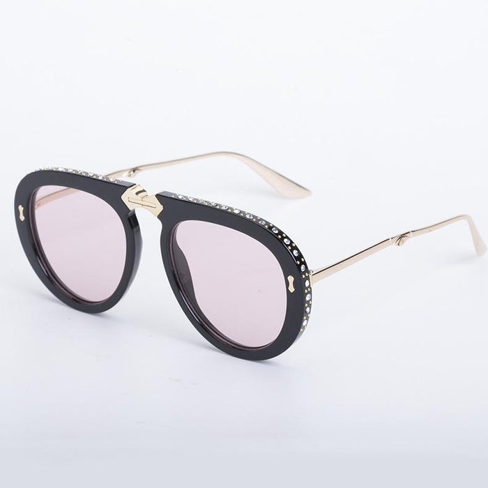 New Rhinestone Inlaid Frame Folding Sunglasses