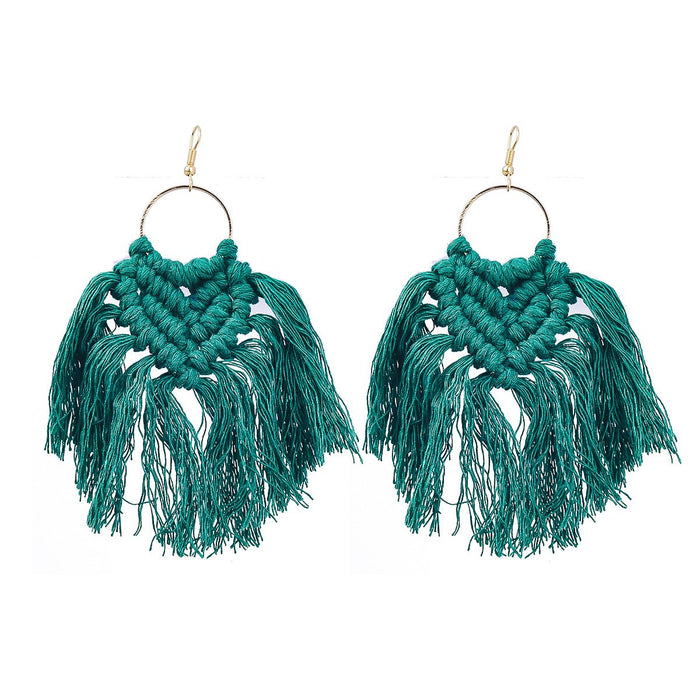 Women's Bohemian Cotton Thread Woven Tassel Earrings