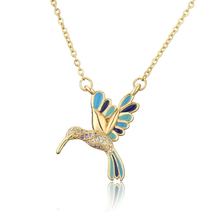 Fashion Drop Oil Personalized Flying Bird Pendant Necklace