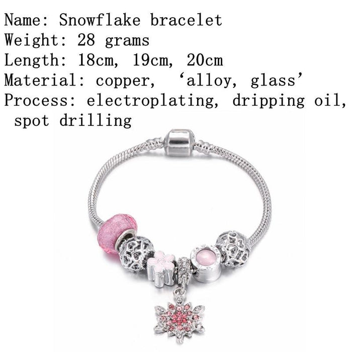 Snowflake pendant glass DIY diamond dripping Bracelet