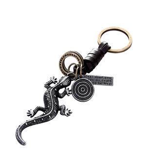 Vintage punk style leather metal key chain creative small gift hand woven car key chain pendant