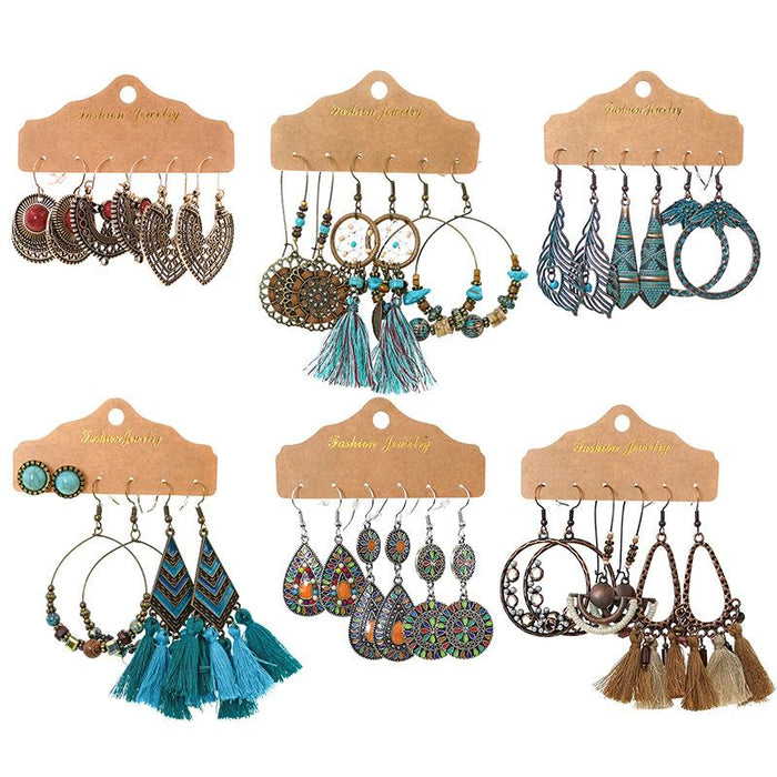 3 pairs/set Earrings Bohemian Style Jewelry X0X36204