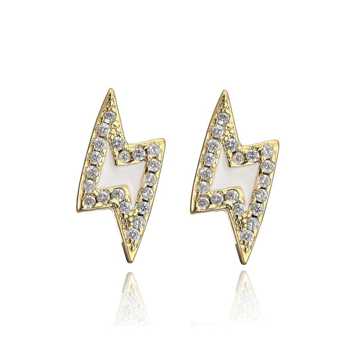 Popular oil dripping gold color zircon lightning Earrings