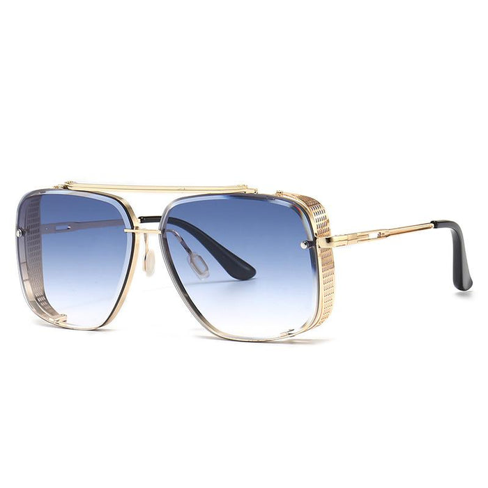 Men's and women's square metal double beam Sunglasses