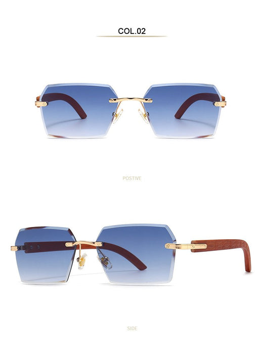 Men's and women's small frame personalized metal rimless Sunglasses