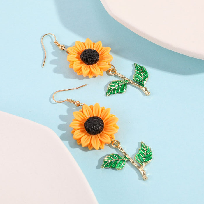 Small Fresh Resin Sunflower Earrings