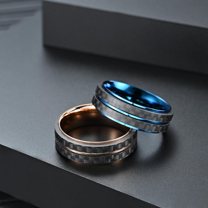 Men's Titanium Steel Carbon Fiber Stainless Steel Ring Jewelry