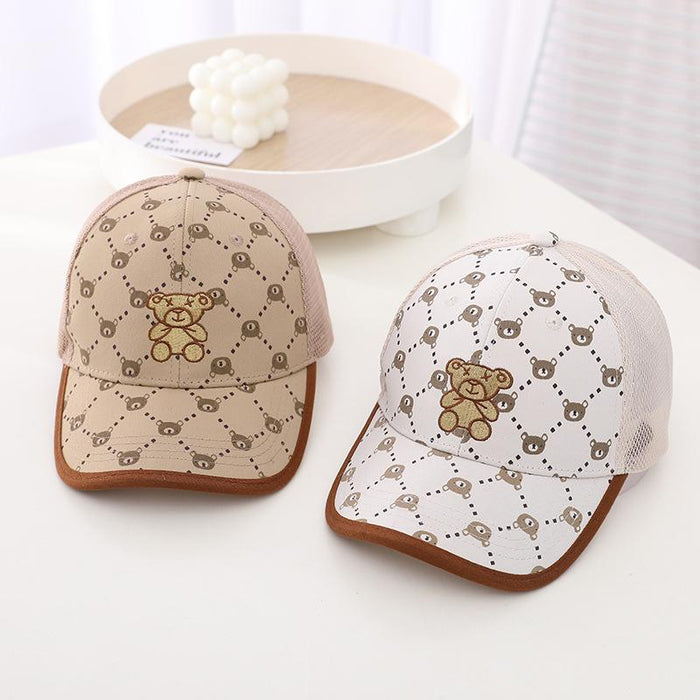 Summer Children's Gypsophila Bear Hip Hop Sunshade Mesh Cap