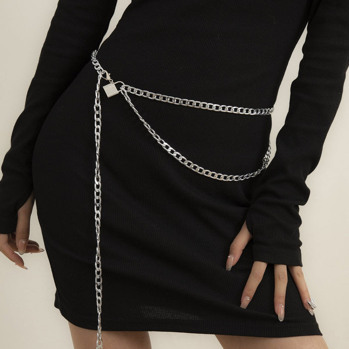 Retro Simple Metal Lock Female Waist Chain U-shaped Body Chain