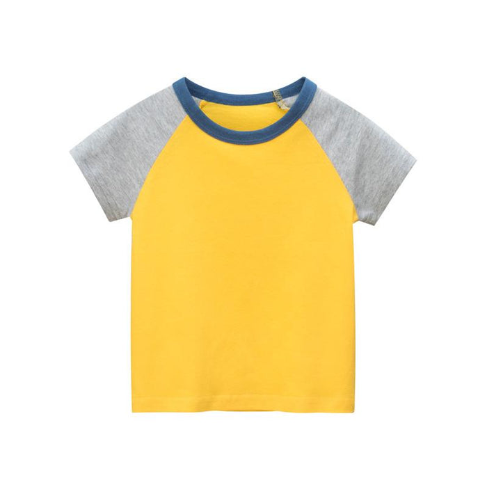 Children's short sleeved T-shirt sleeve solid color no pattern