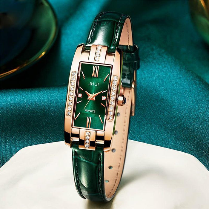 Luxury Watches Women Square Rose Gold Wrist Watch Leather Fashion Ladies Quartz Clock
