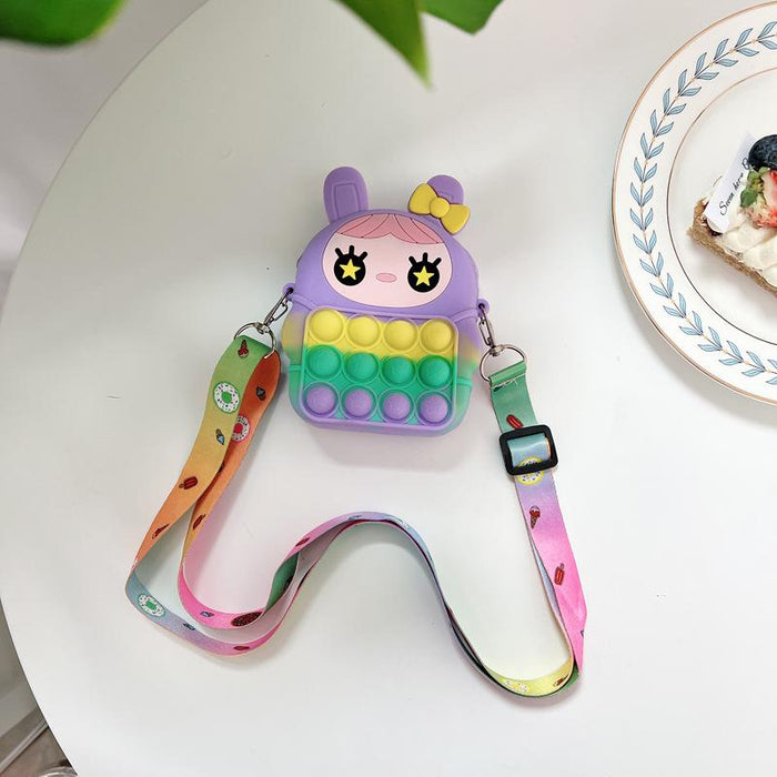 Small bag student with rope silicone toy