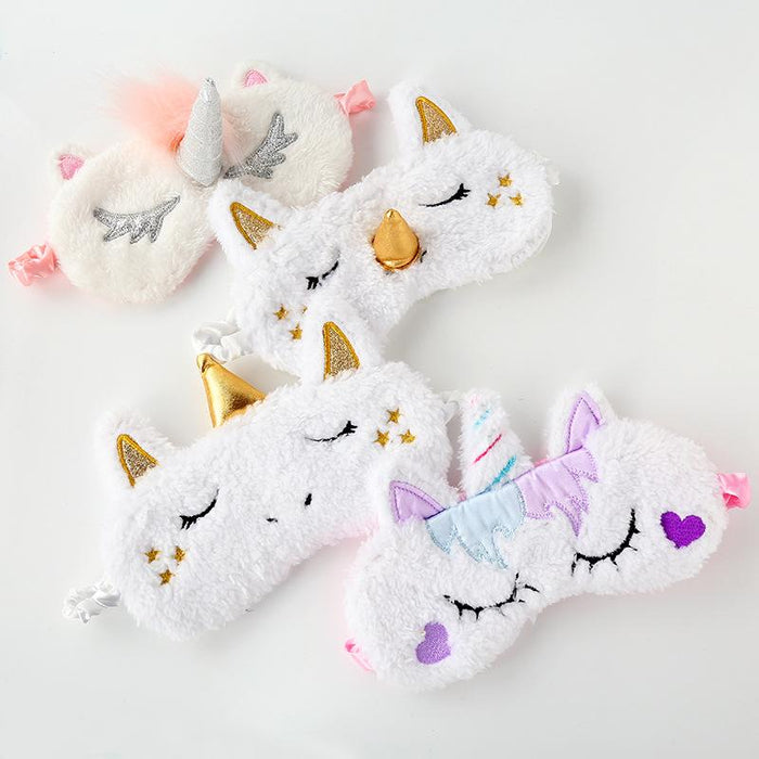 Gold n Silver Nose Unicorn Plush Blackout Sleeping Eye Mask