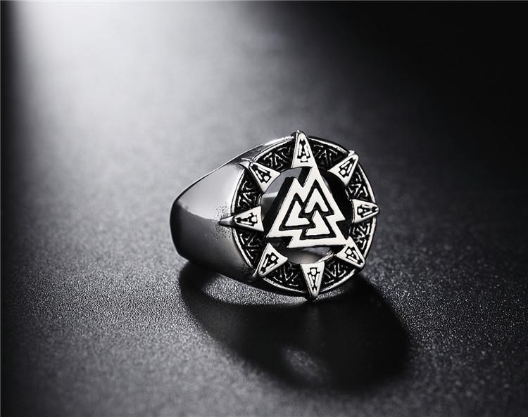 Nordic Viking Triangle Symbol Men's Titanium Steel Ring