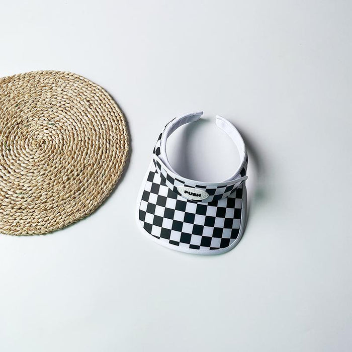 Summer Checkerboard Plaid Children's Wide-brimmed Sun Hat