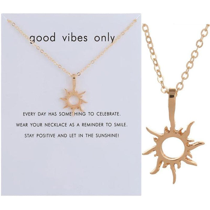Golden Sun God Necklace Light Pendant Card Clavicle Chain