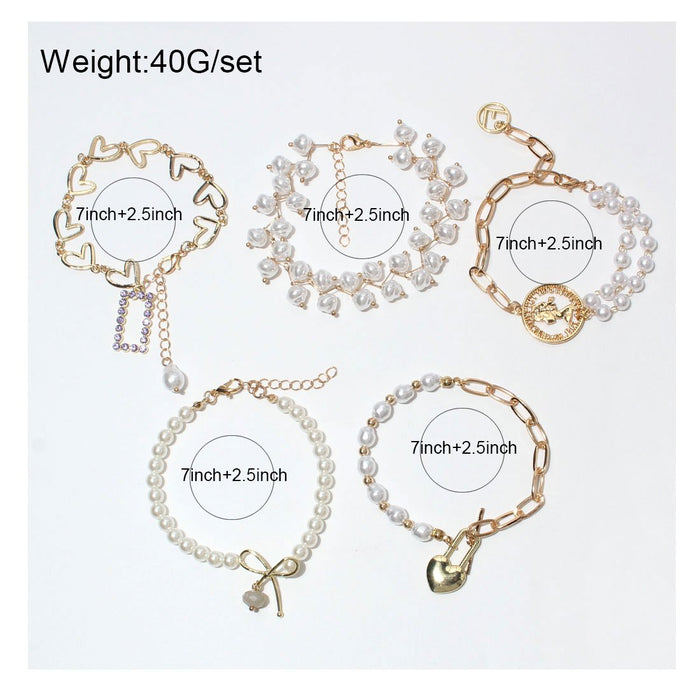 Fashion Vintage Heart Padlock Bow Ladies Bracelet