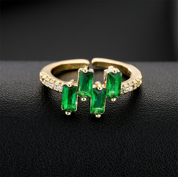 New Colorful Personalized Zircon Geometric Split Ring