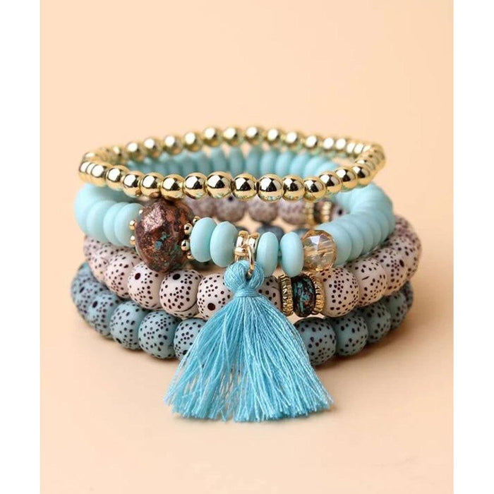 Simple and Fashionable Turquoise Tassel Beaded Bracelet Accessories