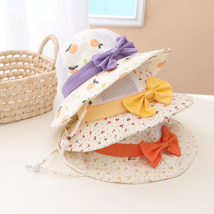 Summer Cute Bow Children's Breathable Mesh Fisherman Hat