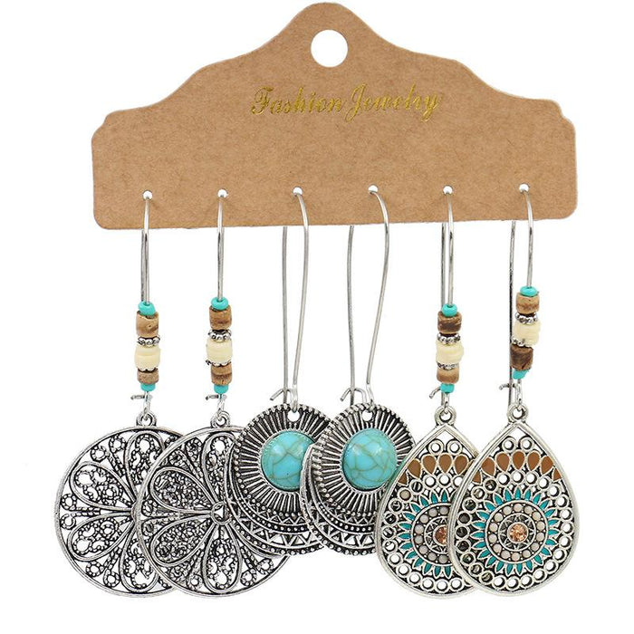 Three-Piece Metal Drop Earrings Set Jewelry