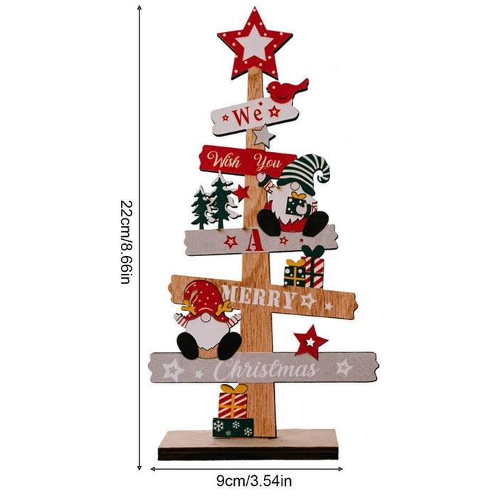 Wooden Desktop Christmas Tree Santa Claus DIY Decoration