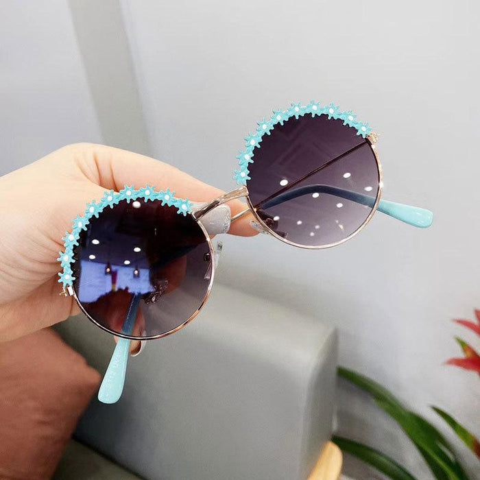 Metallic texture of children's flower Sunglasses