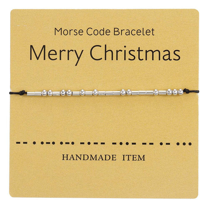 1PC Morse Code Bracelet Silver Beads