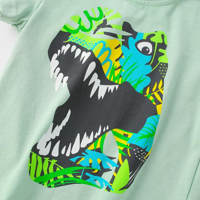 Cotton printed T-shirt Terry shorts children's set
