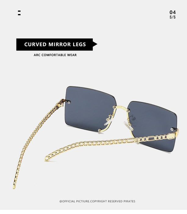 Sunglasses Women's square metal half frame sunglasses
