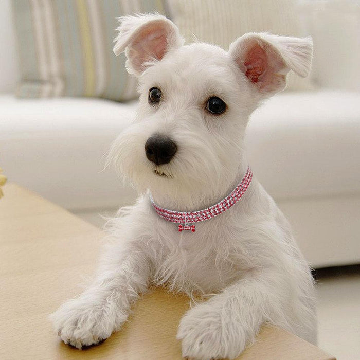 Pet Collar Rhinestone Elastic Necklace with Pendant