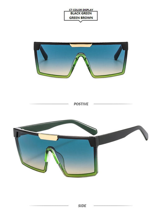 Square large frame one piece contrast Sunglasses