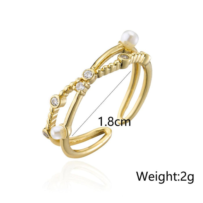 Stylish Simple Micro Set Zircon Geometric Open Ring
