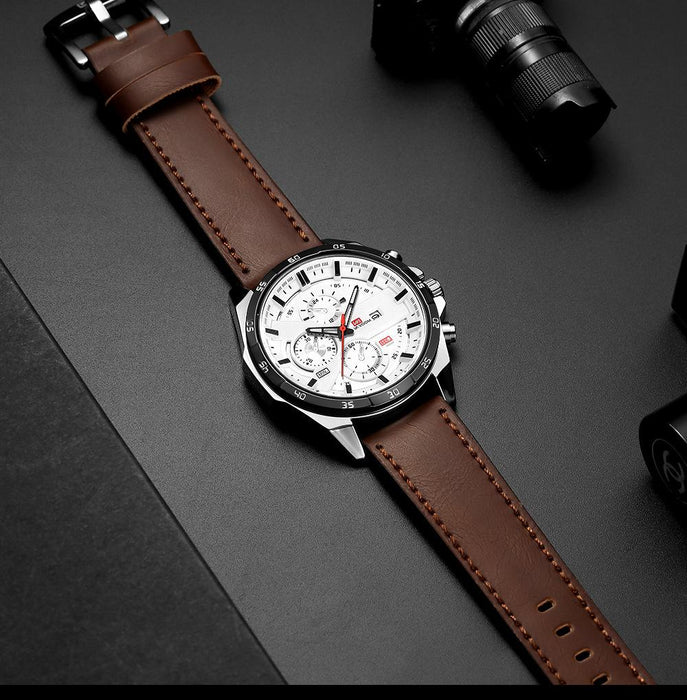 Sport Watches Mens Quartz Wrist Watches Luxury Three Dial Calendar Male Clock