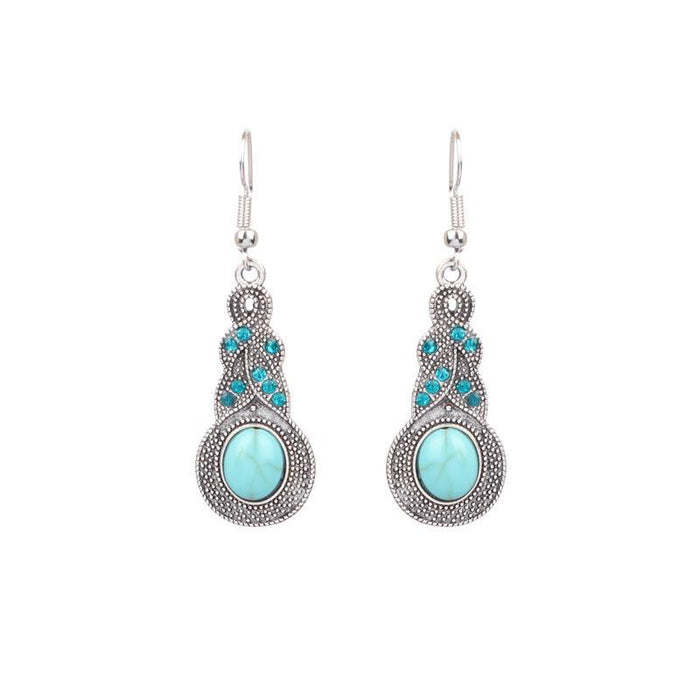 Boho Ethnic Vintage Green Stone Earrings