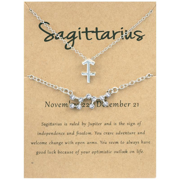 Twelve Constellations Necklace Diamond Bracelet Card Set