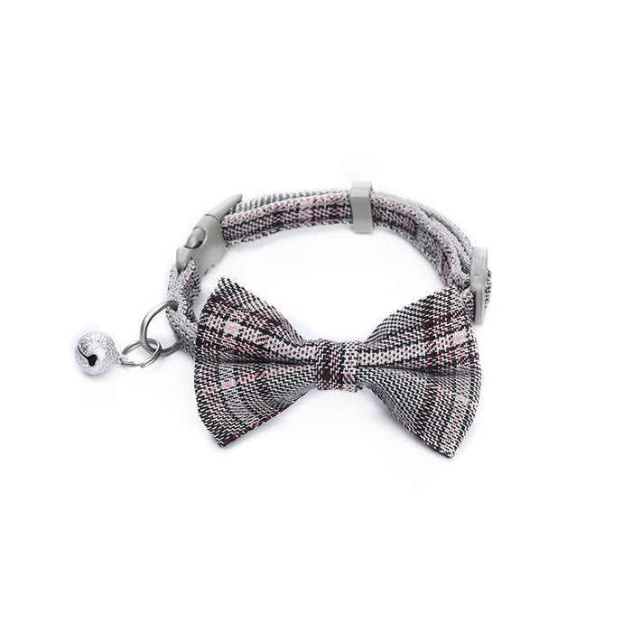 Plaid Bow-knot Small Dog Collar Perro Adjustable Polyester Puppy Collier Chien Medium Dog Pet Accessories Cats Products For Pets