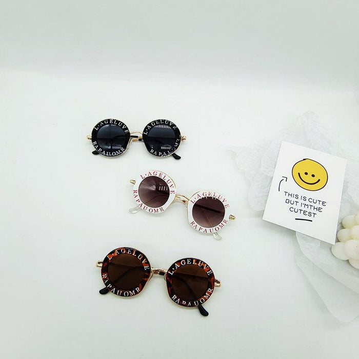 Children's Fashion Letter Metal Round Frame Sunglasses