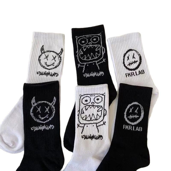 Cotton Men's Cartoon Pattern Hip Hop Socks