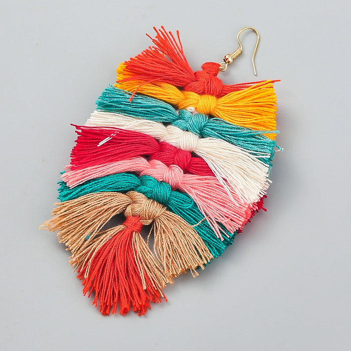 Women's Bohemian Style Hand Woven colour Matching Earrings