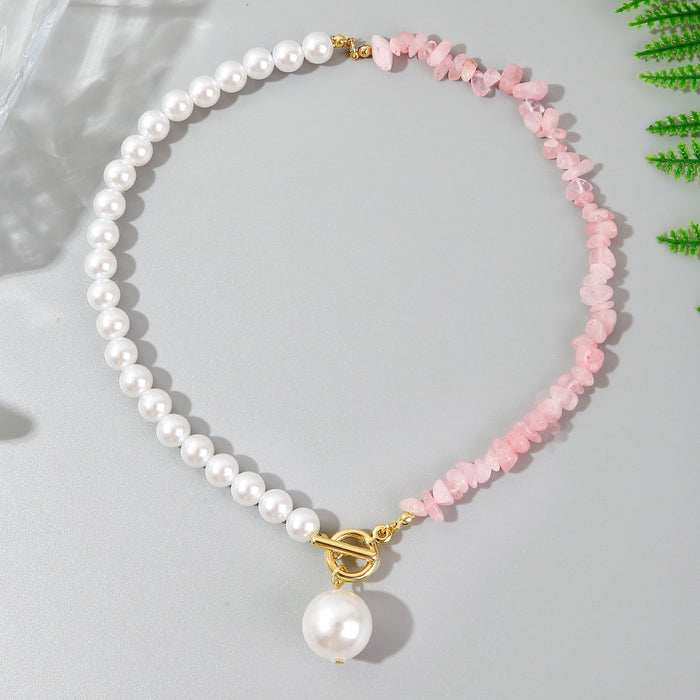 New style fashion pearl irregular colored stone necklace